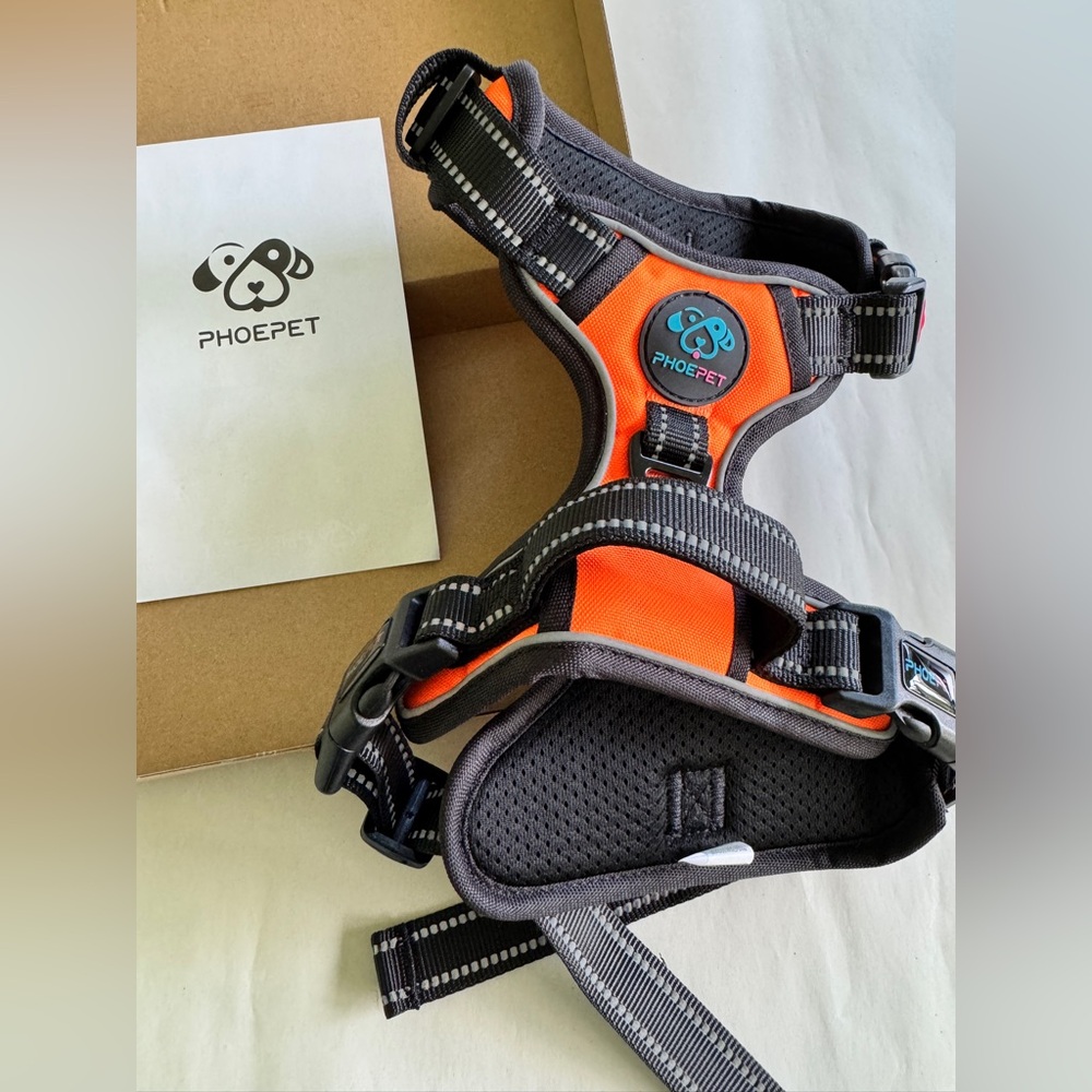 Phoepet Orange and Black No Pull Dog Harness Reflective Size Medium New